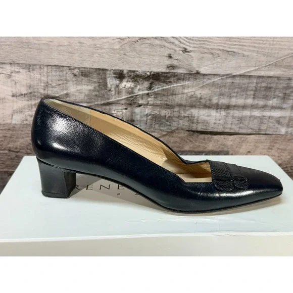Renee Mancini Paris Capretto Karung Pump Heels Women Shoes Dress Black 34.5 US 4 - Picture 4 of 14